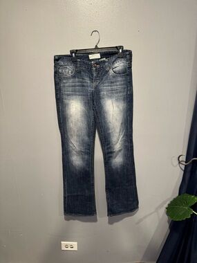 Maurices Women's Dark Wash Bootcut Jeans with Faded Detail